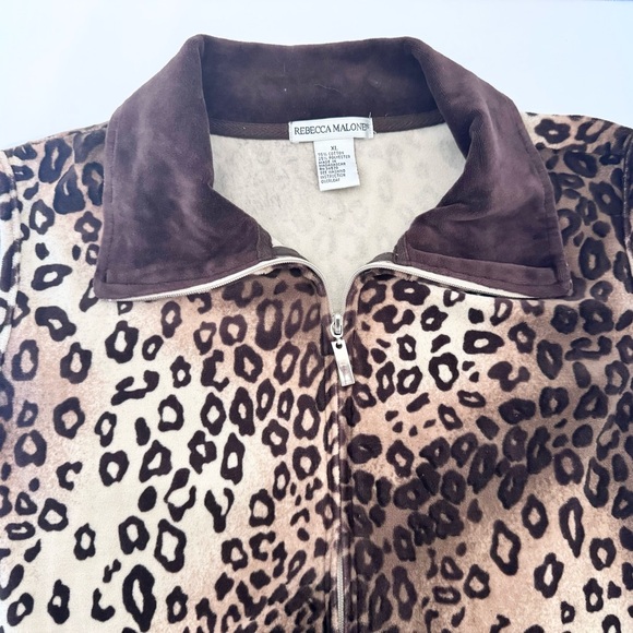 Rebecca Malone Velour Collared Zippered Vest Ladies Size XL Brown Animal Print - Picture 13 of 16
